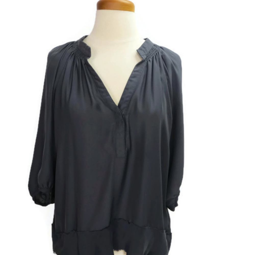 Silence &Noise Blouse Gray M Dolman Sleeve Gathers